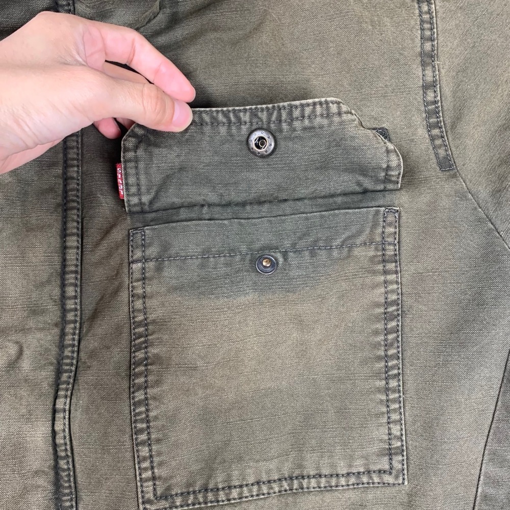 Levi Strauss Field Jacket Mens XLT Olive Green Cotton Canvas Quilted Utility - Picture 7 of 16